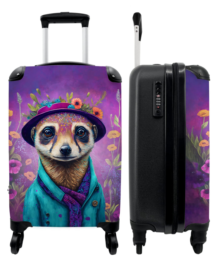 NoBoringSuitcases.com® Hartschalenkoffer Mädchen Koffer fürs Handgepäck Reisekoffe Kinder Erdmännche
