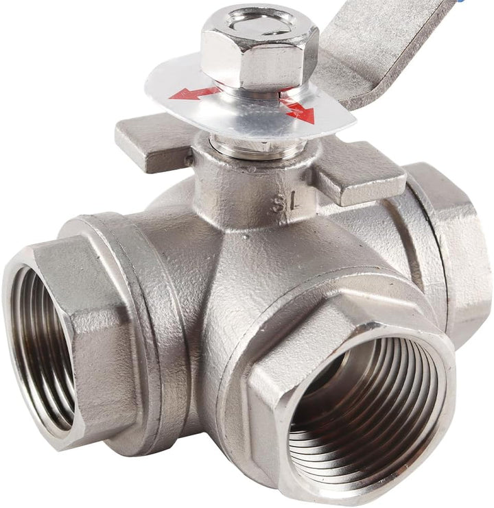 Edelstahl 3 Weg Kugelhahn 1 Zoll RC Gewinde DN25 304 T Typ Industrielle Rohrverschraubung Manuelles