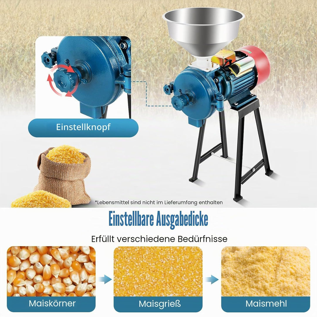 2200W Elektrisch Getreidemühle Kornmühle Schrotmühle für Getreide Elektrischemühle Getreidemühle Mas
