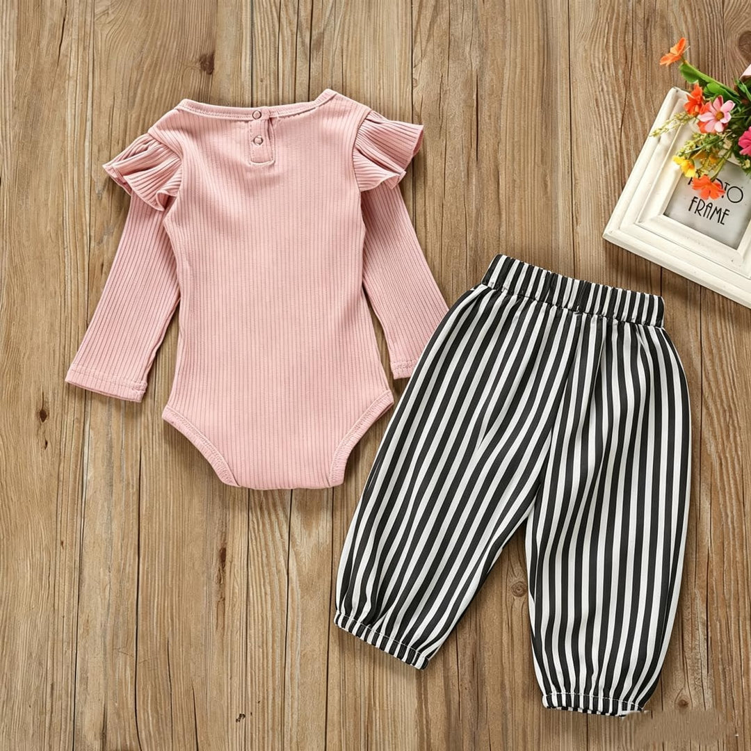 Neugeborenes Baby Mädchen Kleidung Rüschen Strampler + Schleife Denim Hosen Outfits Set 9–12 Monate