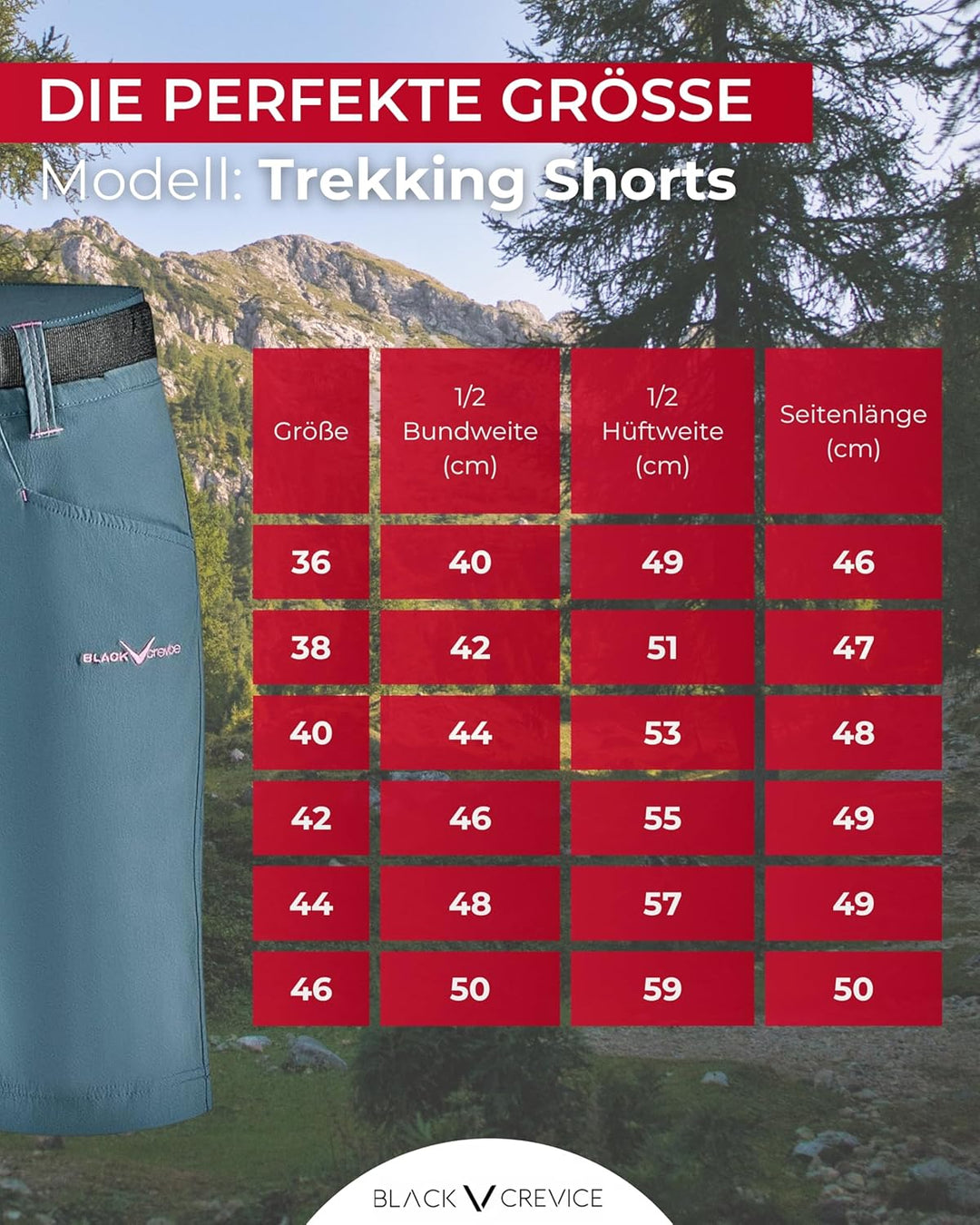 Black Crevice Trekking-Shorts Damen I Wandershorts Damen kurz I Damen Outdoor-Shorts I wasserabweise
