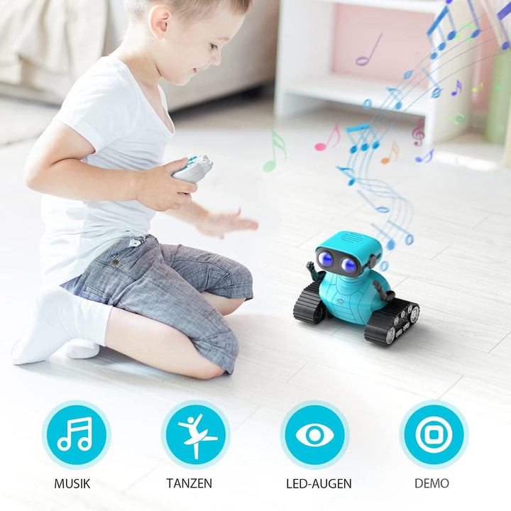 ALLCELE Roboter Kinder Spielzeug, Wiederaufladbares Ferngesteuertes Roboter Spielzeug mit LED-Augen