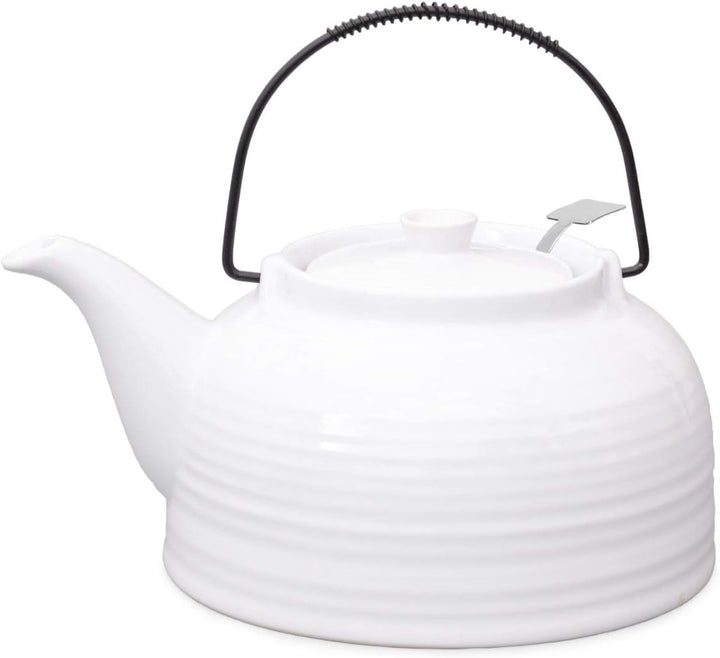 Aricola Teeservice „Nelly“. Moderne Teekanne 1,5 Liter in weiss/weiss aus hitzebeständiger Keramik m