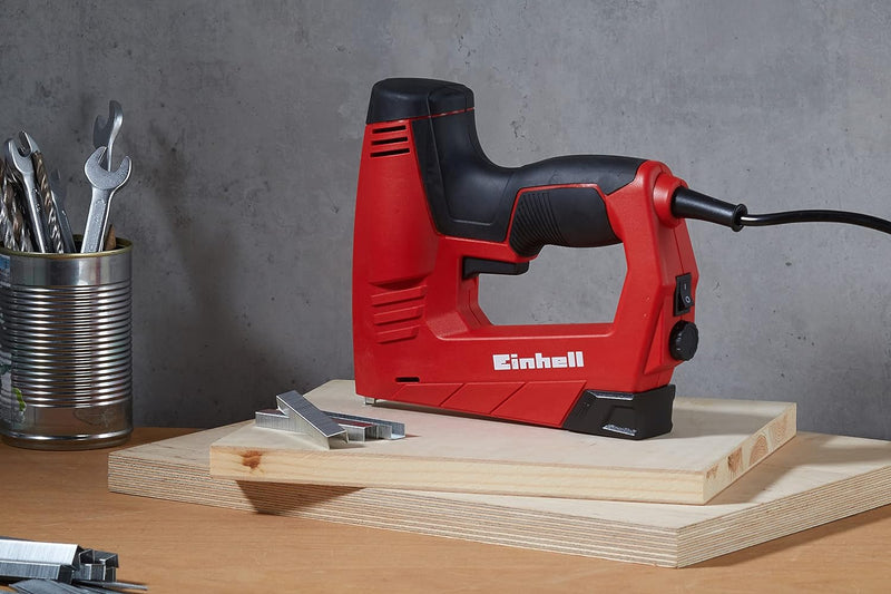 Einhell Elektrotacker TC-EN 20 E (für Klammern Typ 53, Nägel Typ 47, elektronische Schlagkraftvorwah