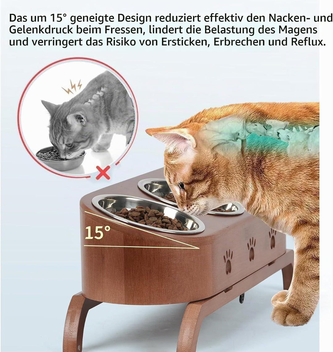 JAZUIHA Katzennapf Erhöht, geneigte Futternapf 3er Set, ergonomischer Fressnapf höhenverstellbar, Fu