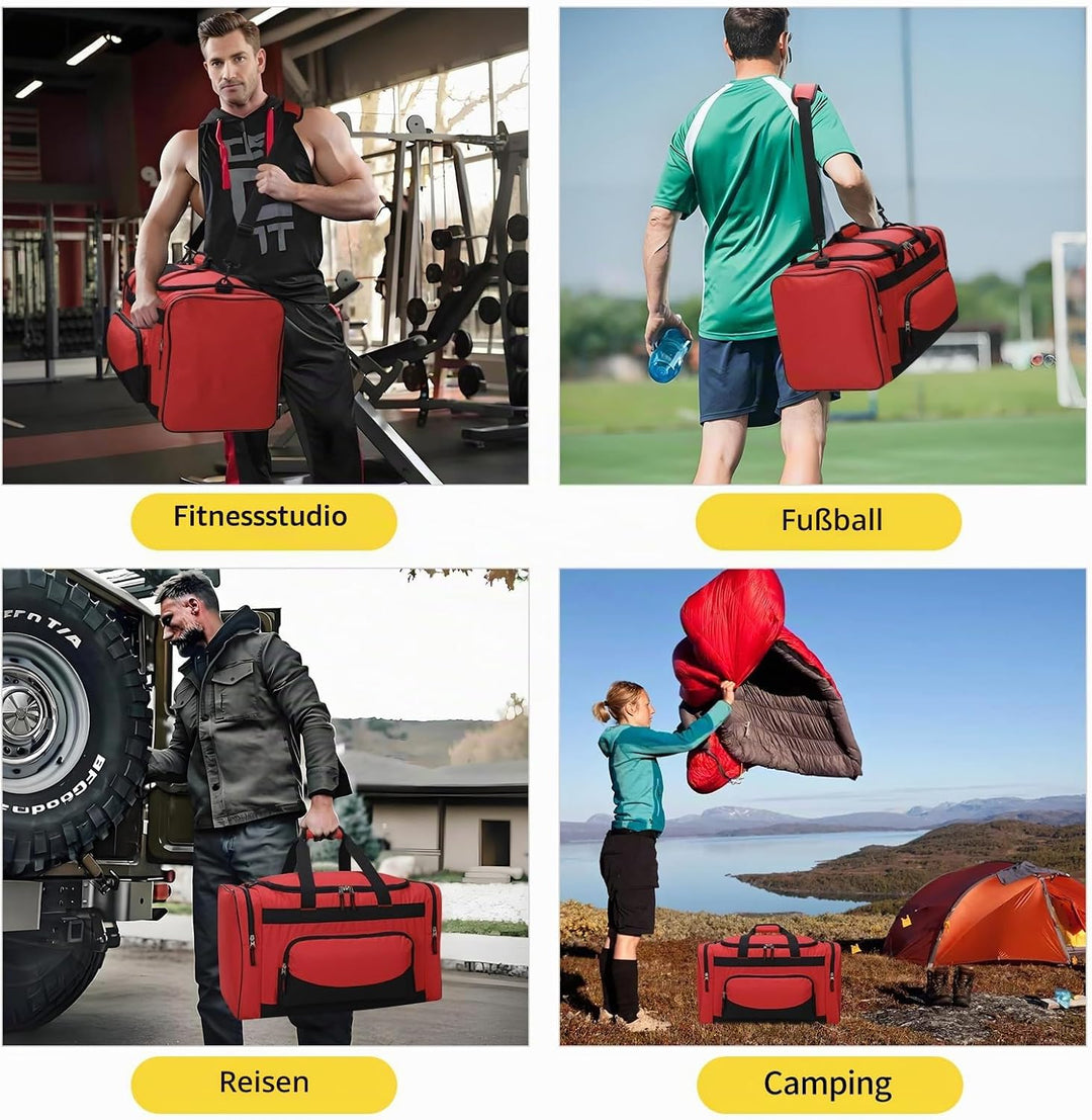 ZZY 55L Sporttasche Herren mit 2 Seitentaschen grosse Reisetasche für Fitness, Training und Reisen 5