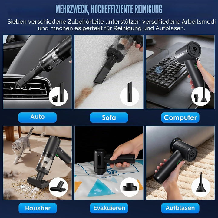 Kabelloser Handstaubsauger, 20.000 Pa tragbarer Auto-Staubsauger, leistungsstarker Mini-Staubsauger,
