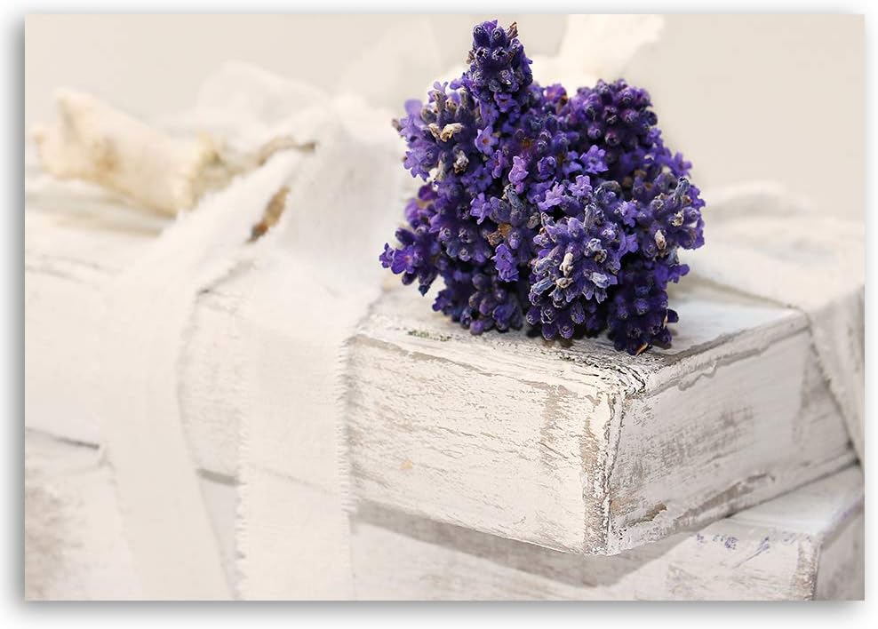 Feeby Bild auf Leinwand Lavendel Kunstdruck modern Blumen Violett 80x60 cm Leinwandbild 80x60 cm Vio