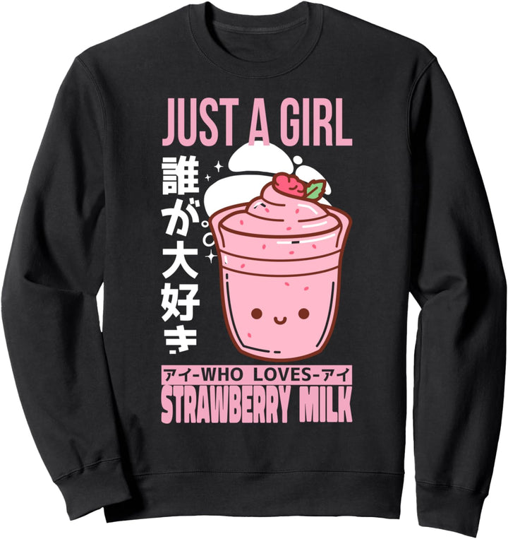 Just a girl who loves Strawberry Milk Shake Carton Kawaii Sweatshirt