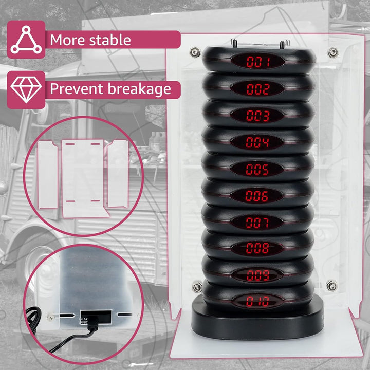 Retekess TD161 Pager Rufsystem mit Halterung, 500M Pager System mit Gebührenfreiem Tastatursender, E