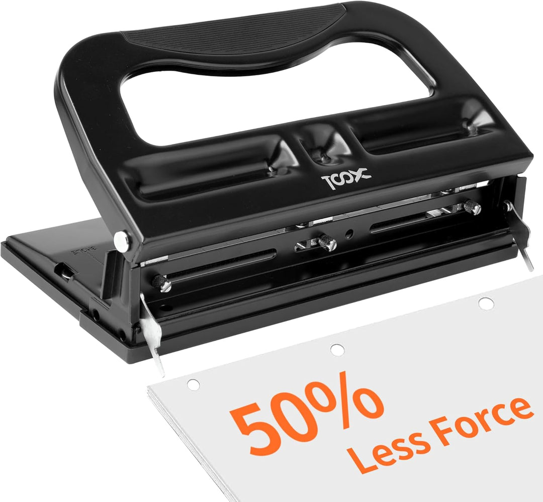 XOOL 3-fach Büro Locher für 40 Blatt, verstellbarer Locher aus Metall, Ergonomisches Design Büroloch