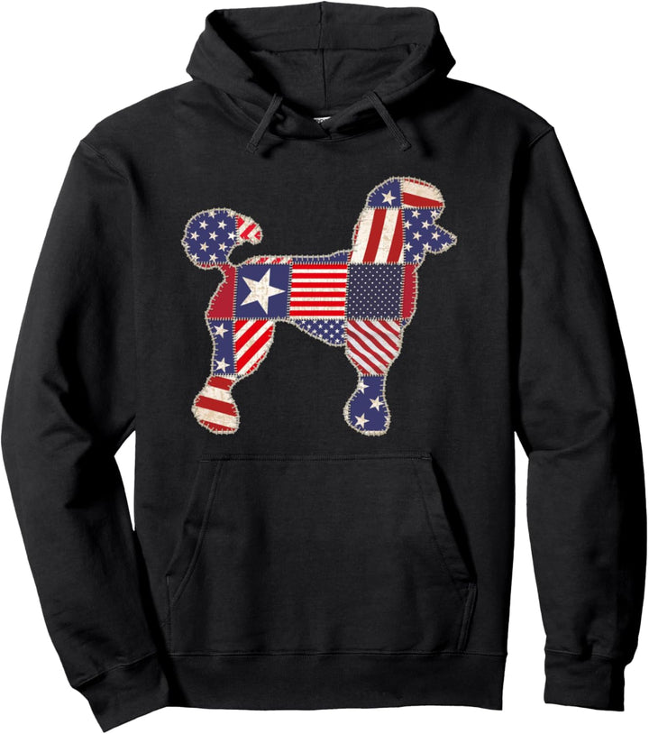 Poodle 4th of July Dog Lovers Owner Patchwork Flag Women Pullover Hoodie