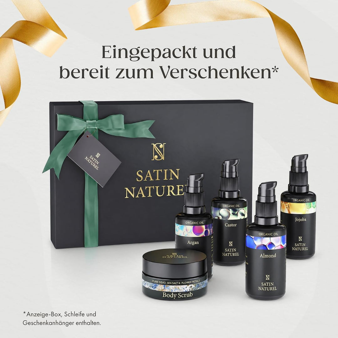 Weihnachtsgeschenke für Frauen - Verwöhnendes Geschenkset Frauen mit BIO Arganöl + Rizinusöl + Mande