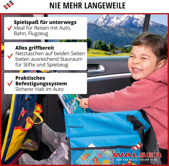WALSER Reisetisch Auto Kinder, Autotisch für Kind, Knietablett Kinder Auto, Auto Tisch Kinder, Auto