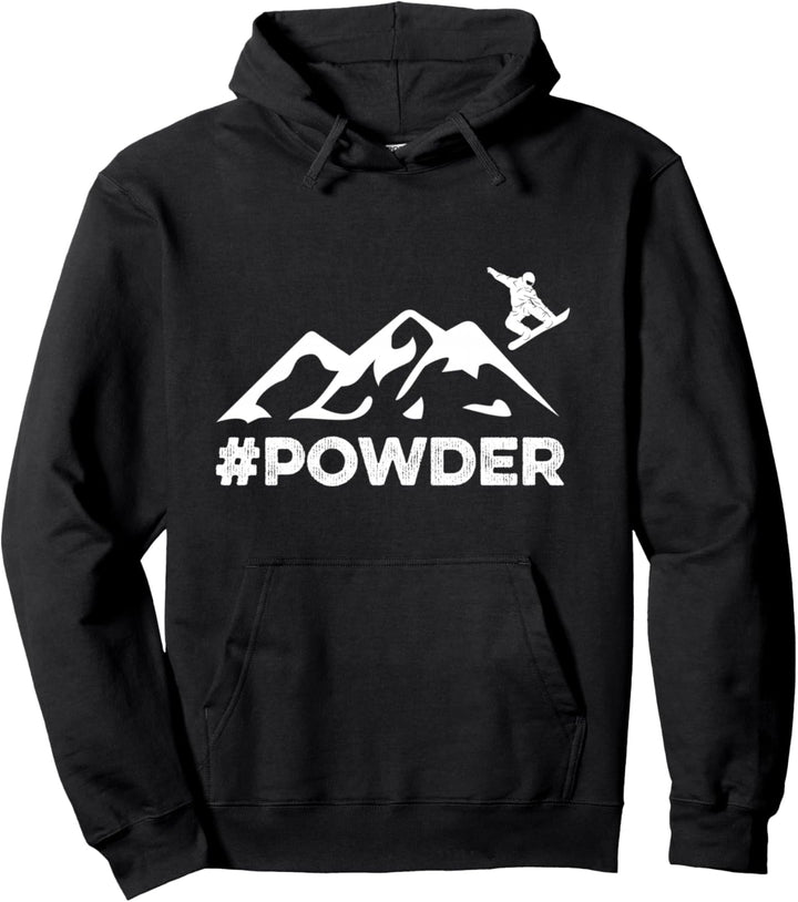 Snowboarden Design mit Snowboarder, Berg und Powder Pullover Hoodie