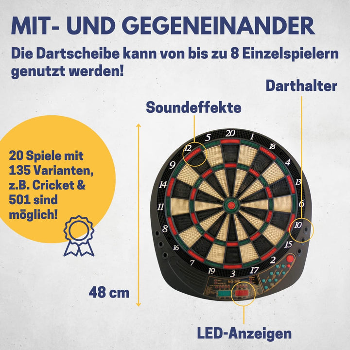 Best Sporting Dartscheibe elektronisch Exeter I elektronische Dartscheibe mit LED-Anzeigen I E-Darts