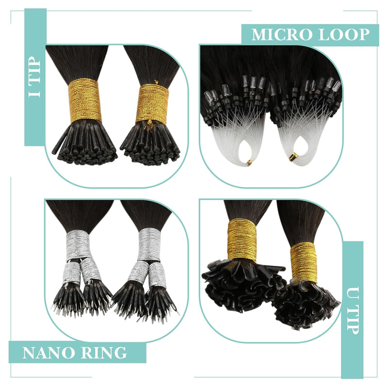 YoungSee Echthaar Extensions Bondings Braun 35cm Bonding Extensions Echthaar 1g Braun Remy Hair Exte