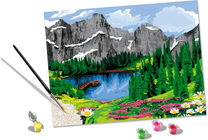 Ravensburger CreArt 20155 - Bergblick - Malen nach Zahlen Erwachsene, DIY Malset mit Pinsel und Acry