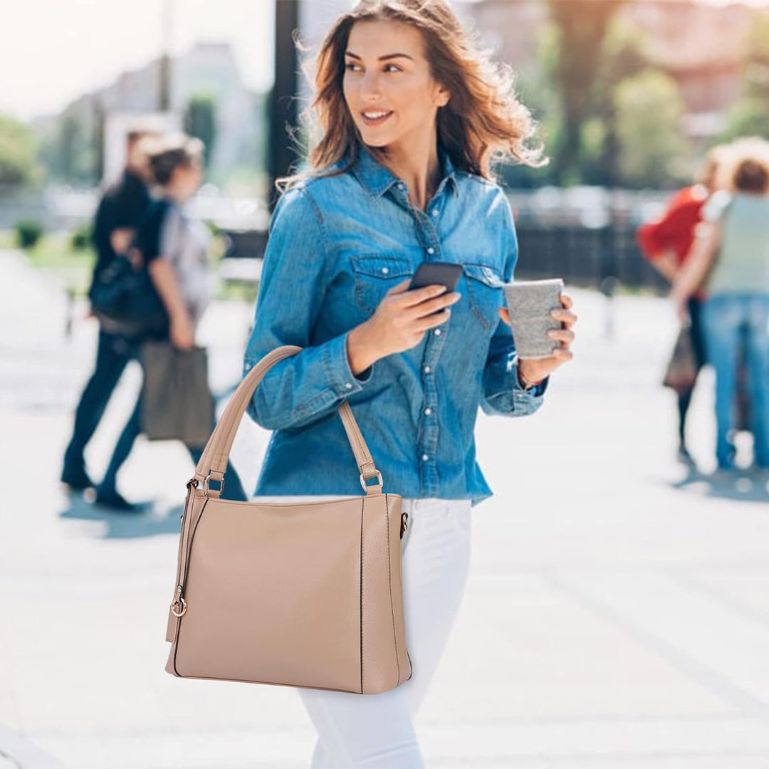 HAWEE Mode Damen Handtasche aus Weiches PU-Leder Umhängetasche Grosse Schultertasche mit Reissversch