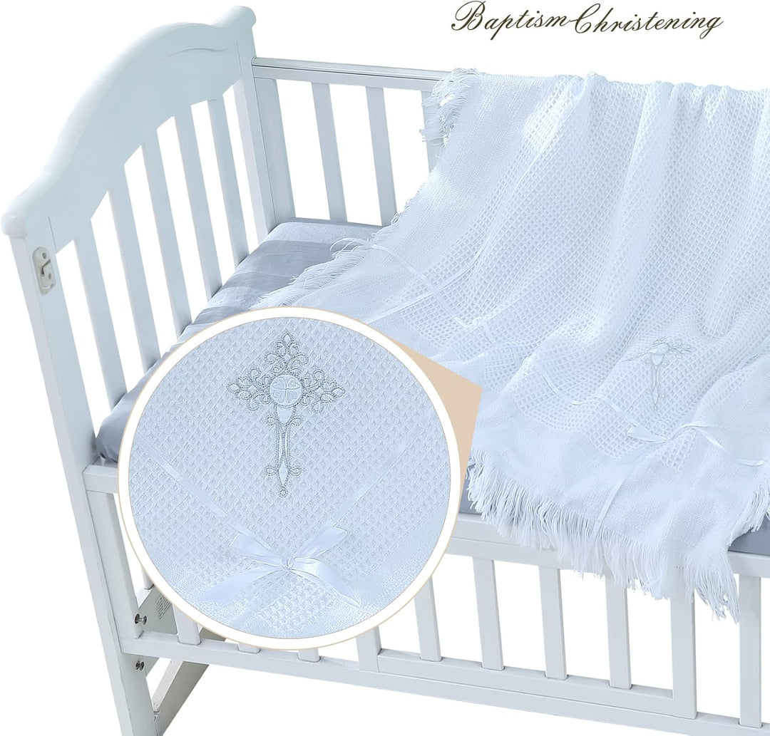 Booulfi Baby Decke Bestickt Taufe Kuscheldecke Baby Personalisierte Babydecke Kuscheldecke Weiss Kin