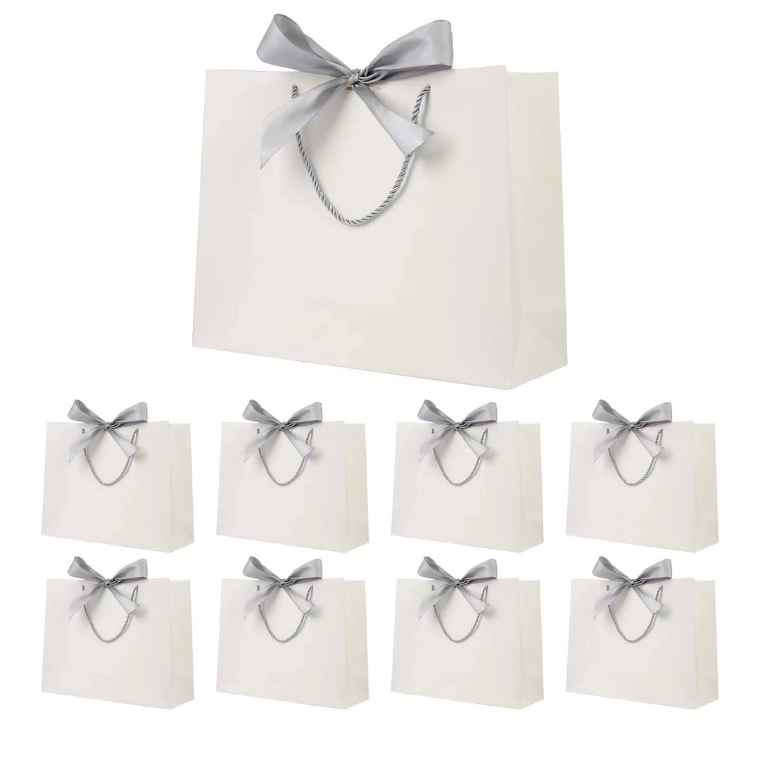 Geschenktüte mit Schleife,Geschenktüte Weiss,Geschenktaschen für Geburtstag, Hochzeit, Festivalfeier