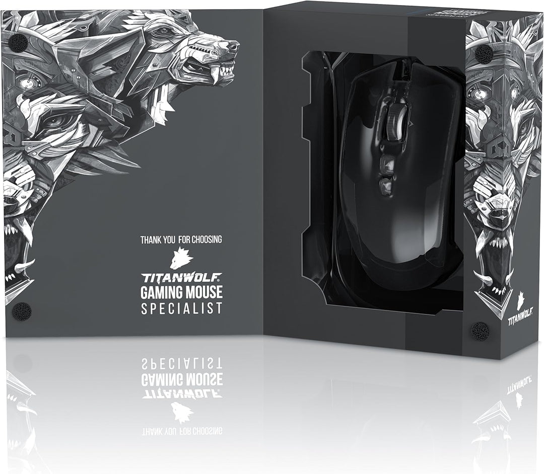 Titanwolf - Gaming Optical Mouse mit 12 programmierbare Tasten - Maus mit 10800 DPI Abtastrate - Hig