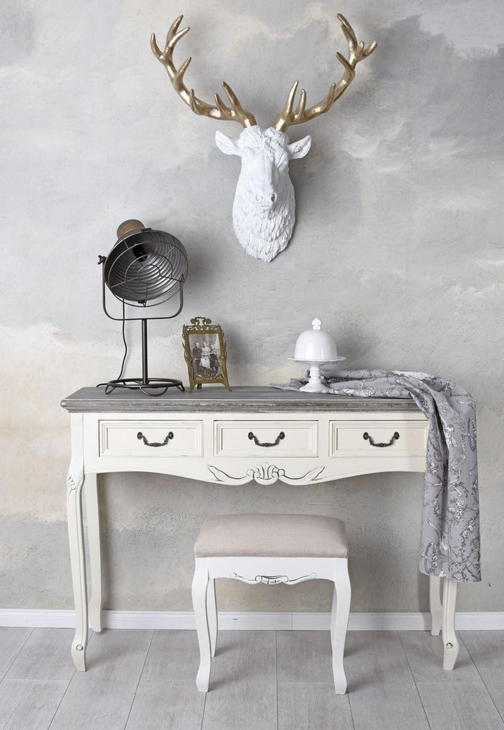 Schminktisch Hocker Weiss Sitzhocker Shabby Chic Polsterhocker 43x37cm hmb312 Palazzo Exklusiv