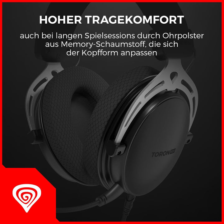GENESIS Toron 531 Gaming Headset – Over-Ear Kopfhörer mit 50 mm Treibern, abnehmbares Mikrofon, 3,5