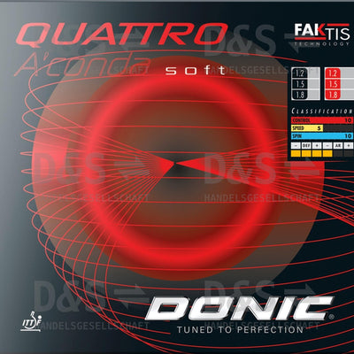 Donic Quattro A' Conda Tischtennisplatte aus weichem Gummi Schwarz 1.5mm, Schwarz 1.5mm