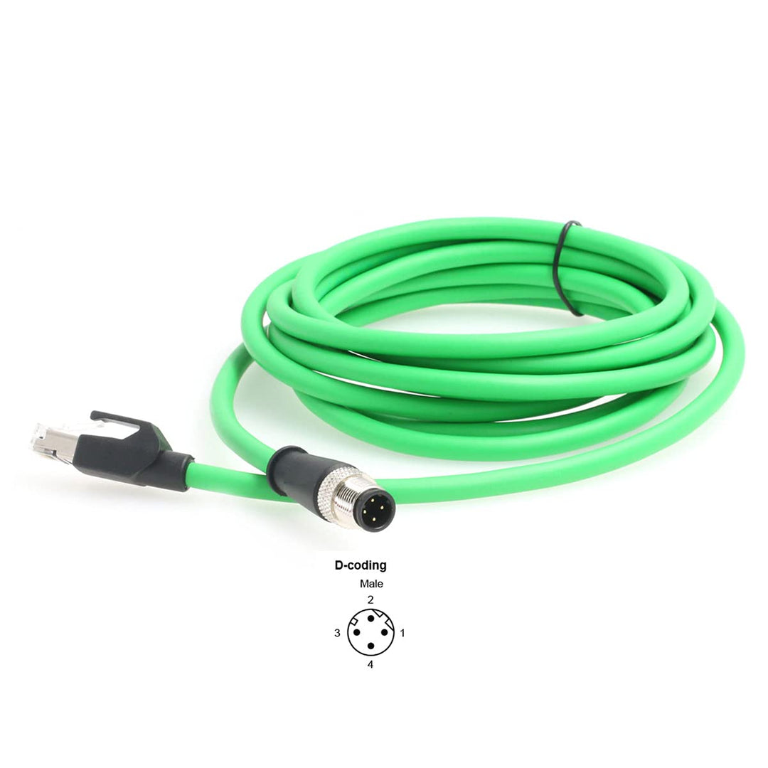 HangTon Ethernet-Kabel M12 4-polig D-kodiert Stecker auf RJ45 Cat5e geschirmt High Flex Industrie Ne