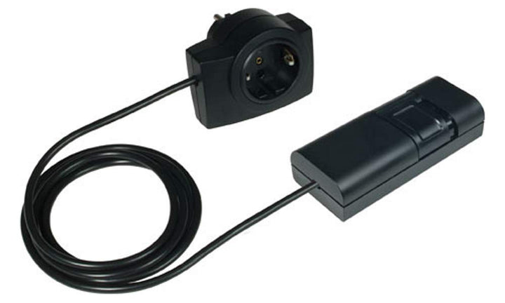 EHMANN 2120x0709 Schnurdimmer T21.07 schwarz mit Zwischenstecker, Plug&Play, Phasenanschnitt, 230V,