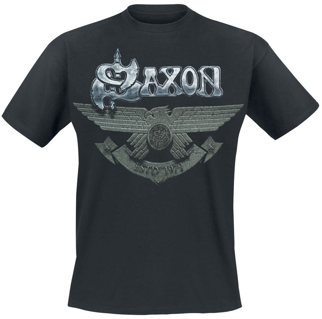 Saxon Est. 1979 Männer T-Shirt schwarz M 100% Baumwolle Band-Merch, Bands