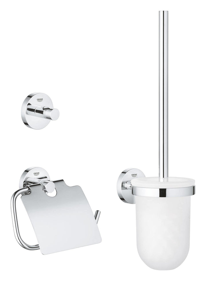 GROHE Start Cosmopolitan - WC- Set 3-in-1 (Material: Glas/ Metall, verdeckte Befestigung), chrom, 41