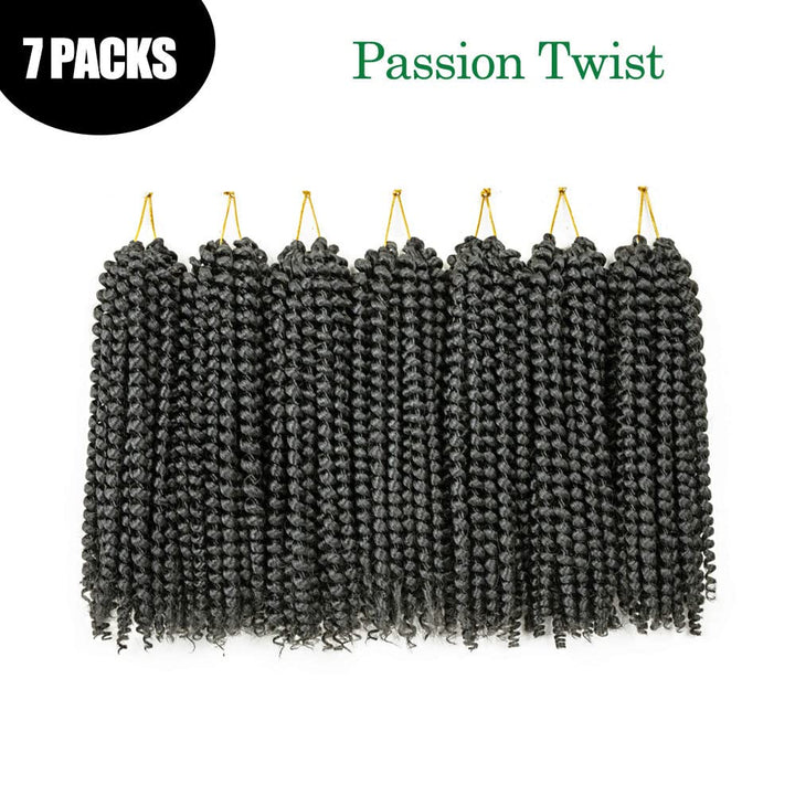 Passion Twist Hair, 7 Packungen 12 Zoll Crochet Braids Hair Wasserwellen-Häkelhaar für langes böhmis