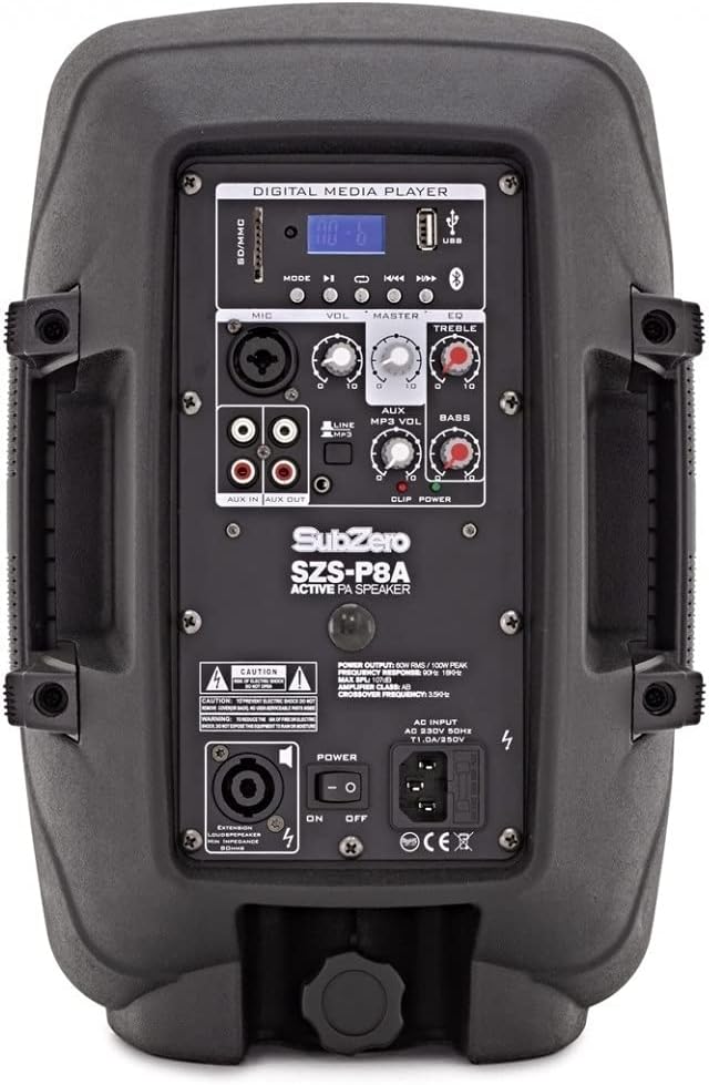 SubZero 8" Aktiv-PA-Lautsprecher mit Digital Media Player &Bluetooth