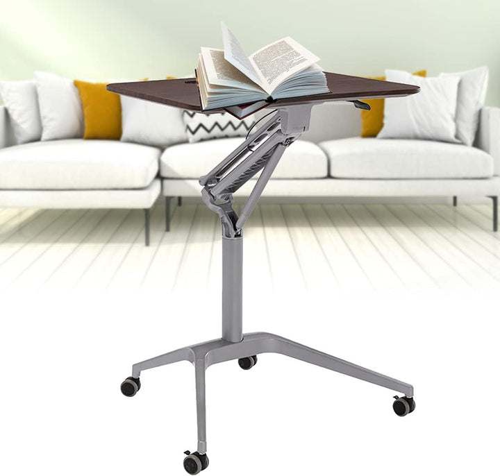44" Laptoptisch mit Rollen Stehpult Höhenverstellbar Laptop Ständer Mobile Workstation Kompakter Sta
