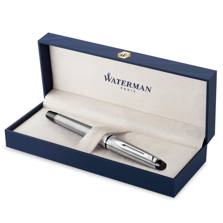 Waterman Expert Füller , Edelstahl mit Chromzierteile , Füllfederhalter mit mittlerer Feder , Gesche