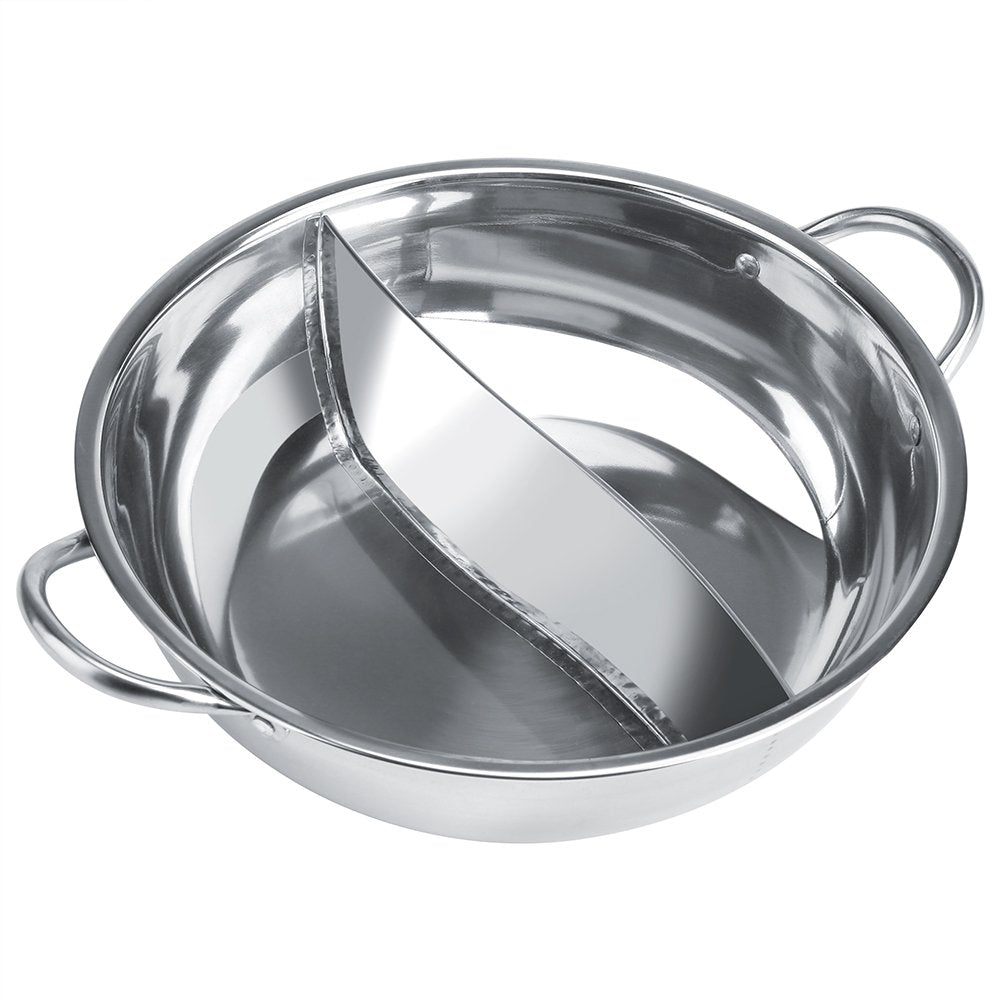 Dicker Hot Pot aus Edelstahl mit Zwei Geschmacksrichtungen und Induktionsherd Verwendbar (30cm), 30c