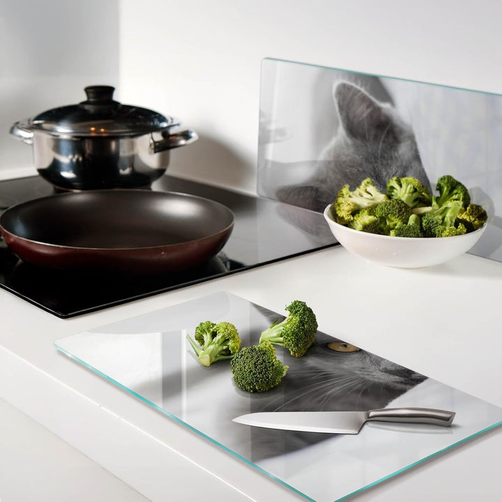 Schneidebretter Glas 2x30x52 cm für die Küche Plastikfrei 2 Stück Glasplatte Hitzebeständig Rutschfe