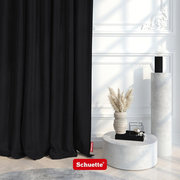 Schuette® Verdunkelungs-Vorhang Gardine mit Ösen ● Millenium Velvet: Black Swan (Schwarz) ● 135x210c