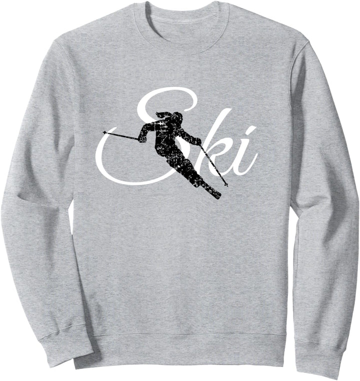 Ski Skier (Vintage Schwarz/Weiss) Wintersport Skifahrerin Sweatshirt