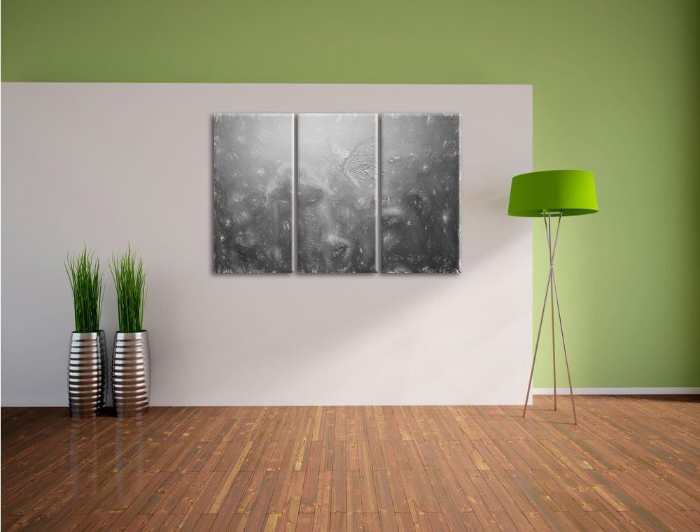 Pixxprint Mohn und Schmetterling Kunst / 3-Teilig/Gesamtmass 120cm Leinwandbild bespannt auf Holzrah