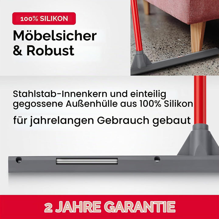 Tyroler Schiebe &amp; Zieh Wasserschieber Bodenabzieher 60 cm Silikonkopf | Wasserabzieher Boden mit Sti