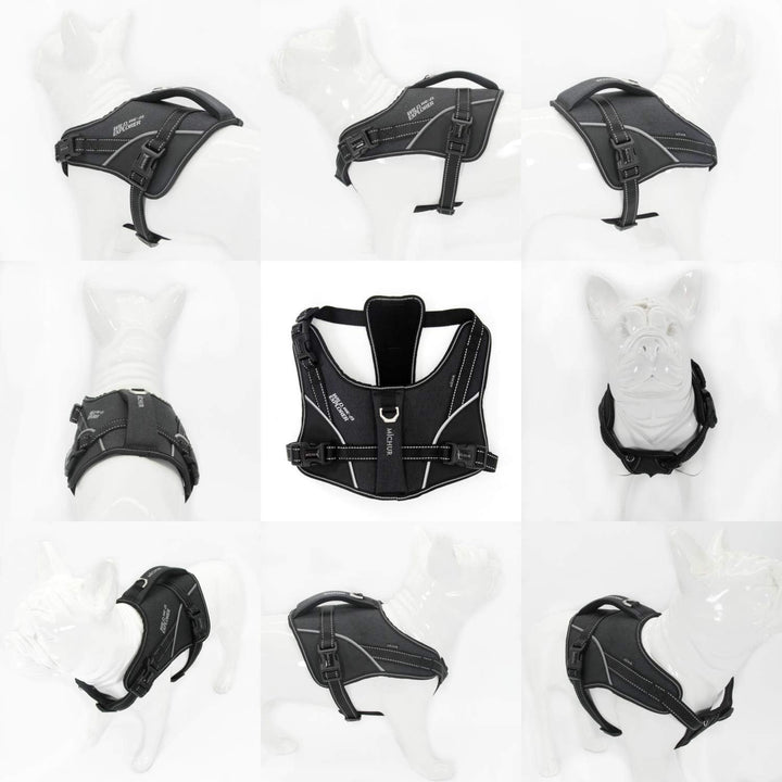 MICHUR Joel Hunde BRUSTGESCHIRR schwarz, Nylon Hundegeschirr, Hundegeschirr, mit Reflektoren, Neopre
