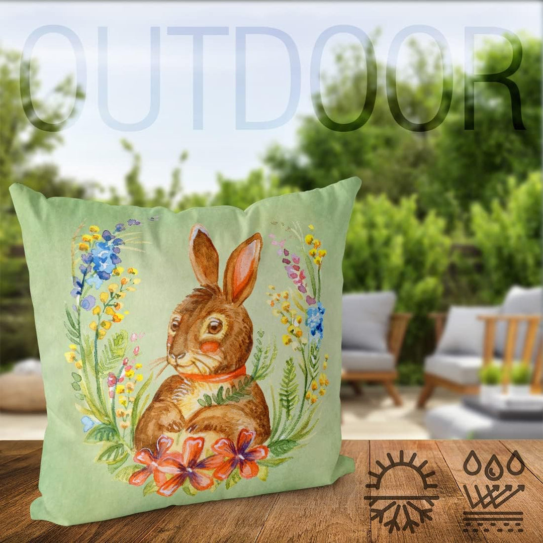 VOID Osterhase Blumenkranz 50x50 Kissenhülle Polyester Zierkissen Couchkissen Ostern Osterdeko Deko