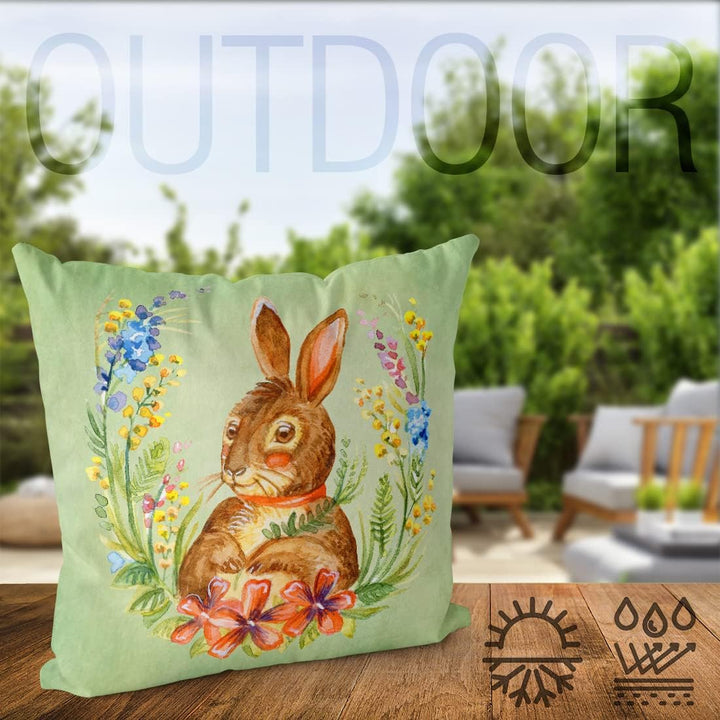 VOID Osterhase Blumenkranz 50x50 Kissenhülle Polyester Zierkissen Couchkissen Ostern Osterdeko Deko