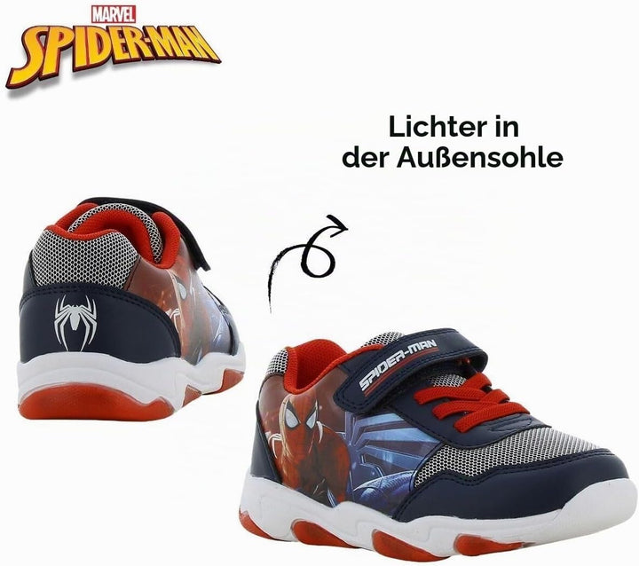 Spiderman Blinkschuhe Jungen von 2 bis 8 Jahre, Niedriger Leuchtschuhe mit Licht für Kinder, Lustige