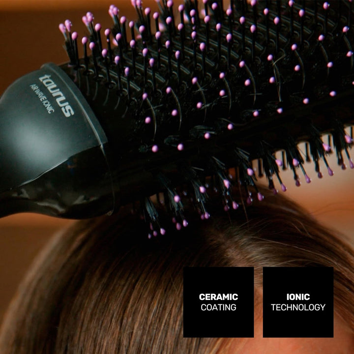 Taurus - Heissluftbürste + 1200W | Volumenstyler | Ionic Anti-Frizz | Keramikbeschichtung | 3 Stufen