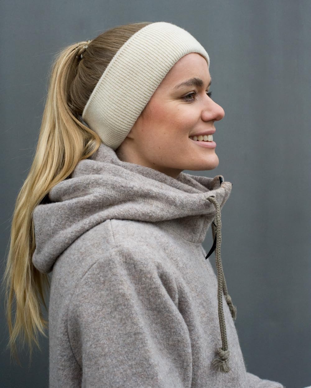 FosterNatur, Merino Stirnband mit Baumwollfutter, 100% Wolle Merino extrafein (Natur), Natur