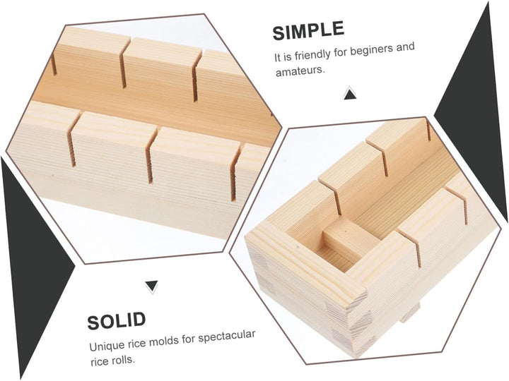 Garneck Rechteckige Sushi-pressform Aus Holz Sushi-herstellungsset -reisrollenformen Werkzeuge